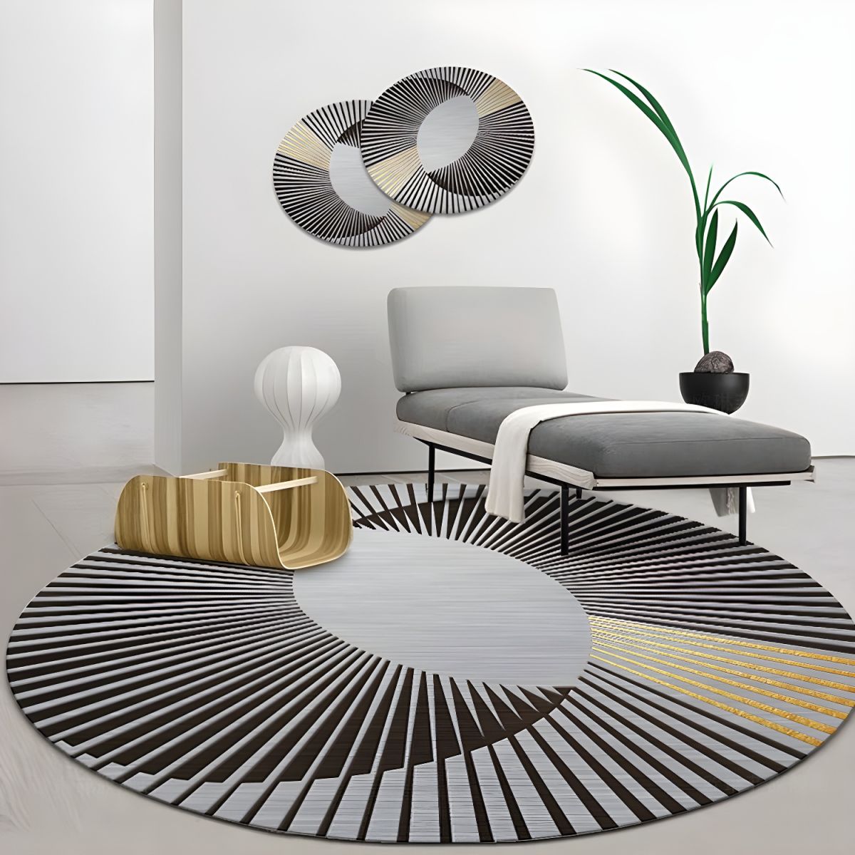 Vloerkleed Rond met Geometrisch Ontwerp Modern Glam | Luvira