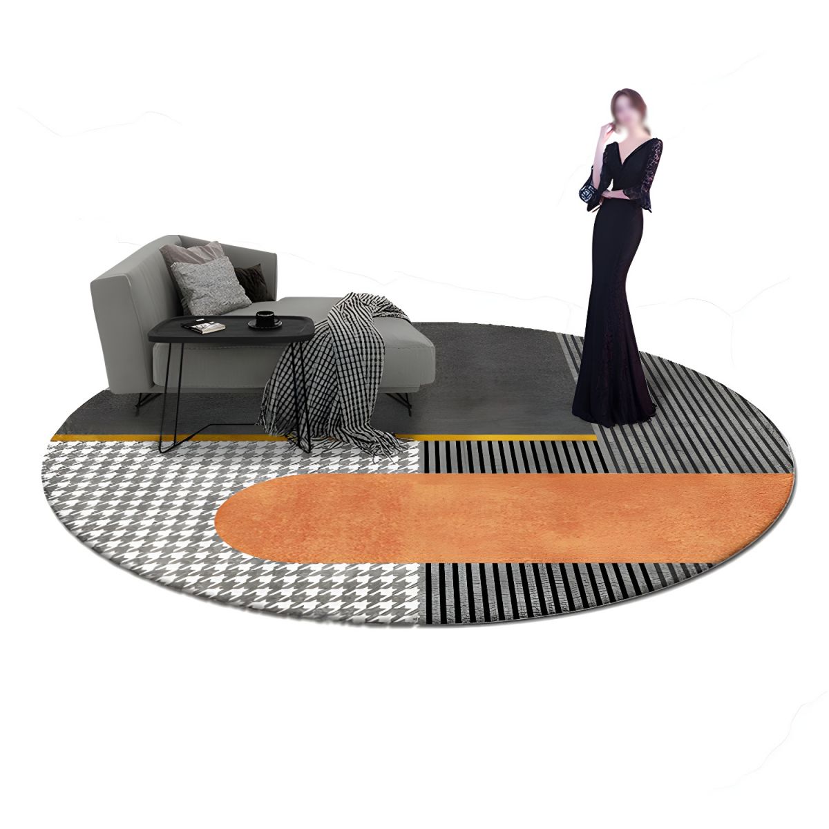 Vloerkleed Rond met Geometrisch Patroon Eigentijds | Velaro