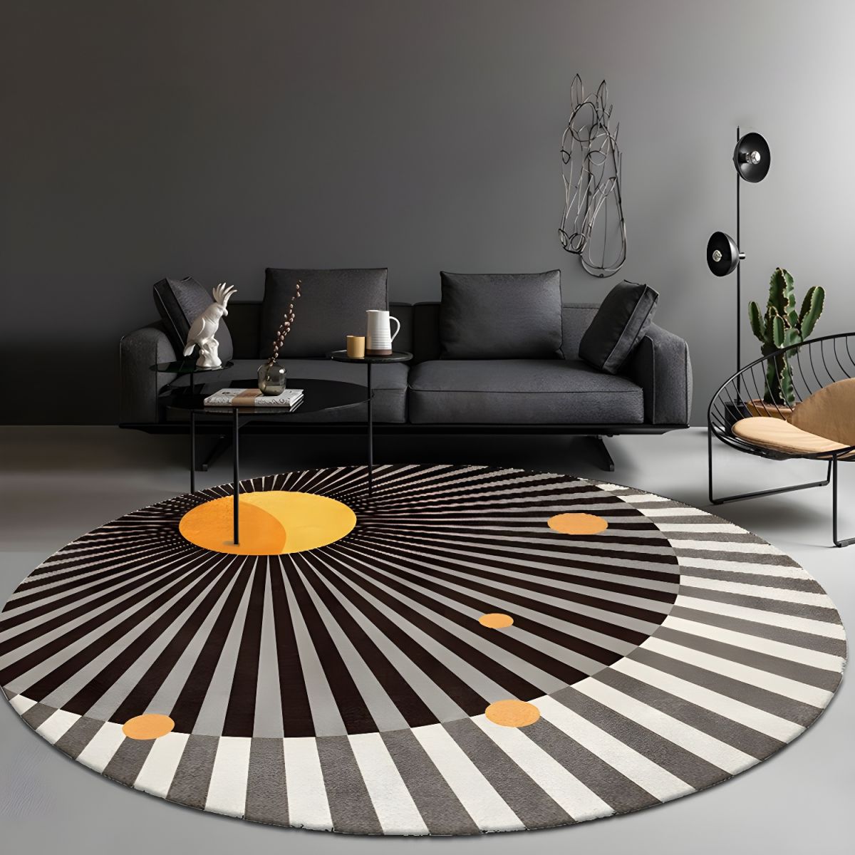 Vloerkleed Rond met Geometrisch Patroon Modern Glam | Selaro