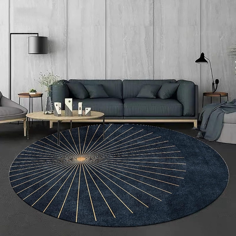 Vloerkleed Rond met Stralende Lijnen Moderne Glam | Lomira