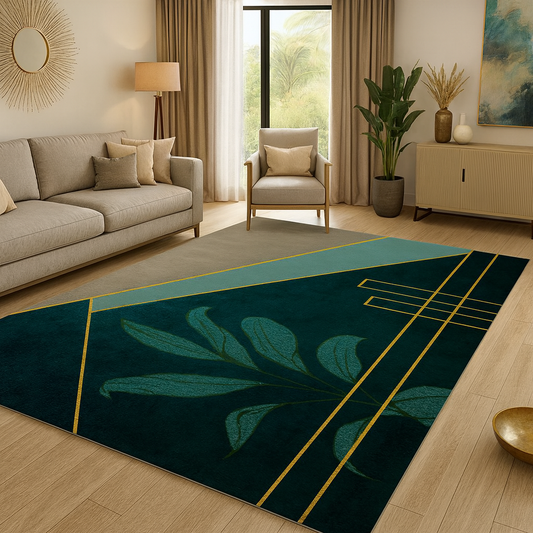 Vloerkleed Smaragdgroen Geometrisch Design | Meravo