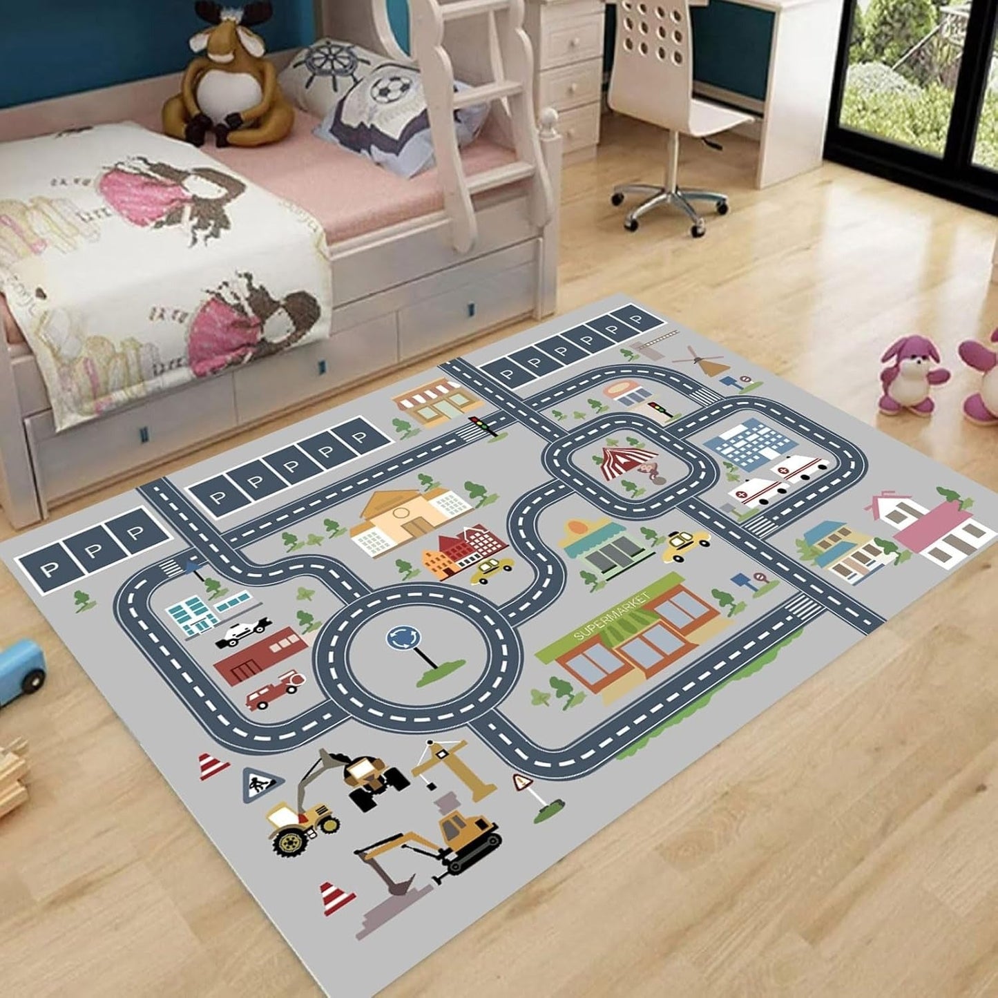 Vloerkleed met Educatief Wegenpatroon Kinderspeelkleed | Montera