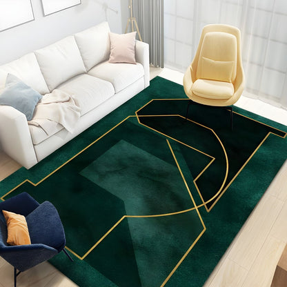 Vloerkleed met Geometrisch Patroon Smaragdgroen Glam Stijl | Velmor