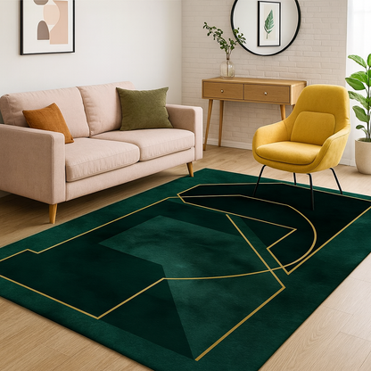 Vloerkleed met Geometrisch Patroon Smaragdgroen Glam Stijl | Velmor