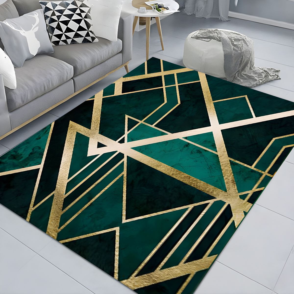 Vloerkleed met Gouden Accenten Geometrisch Glam Design | Aldoro