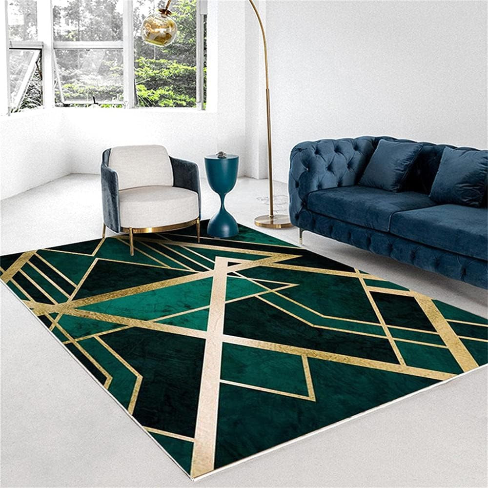 Vloerkleed met Gouden Accenten Geometrisch Glam Design | Aldoro