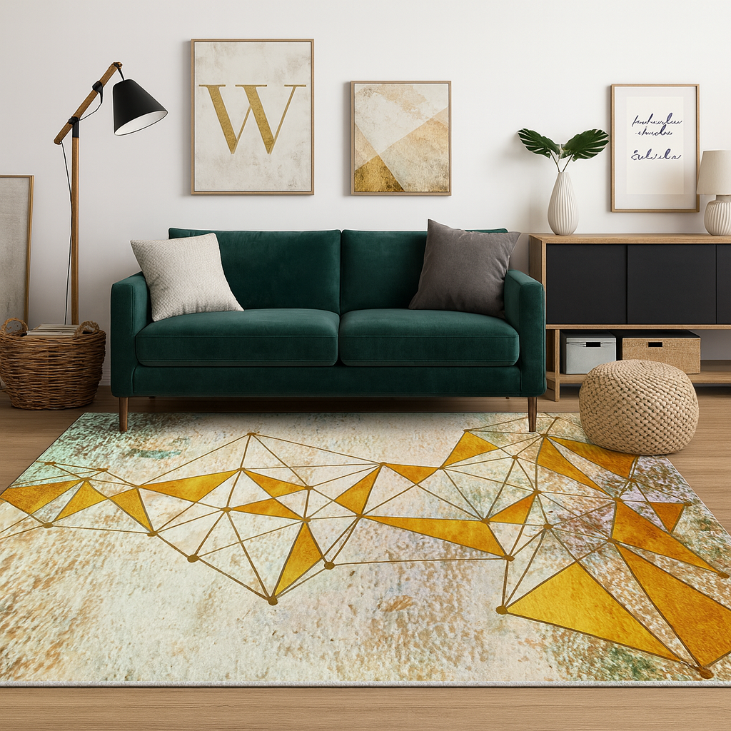 Vloerkleed met goud geometrisch ontwerp | Lureta