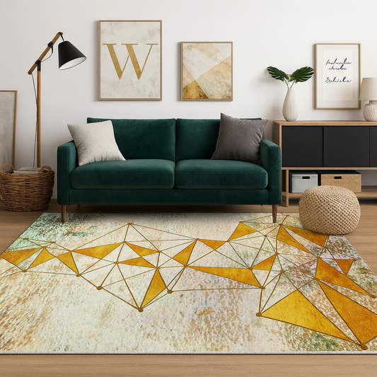 Vloerkleed met goud geometrisch ontwerp | Lureta
