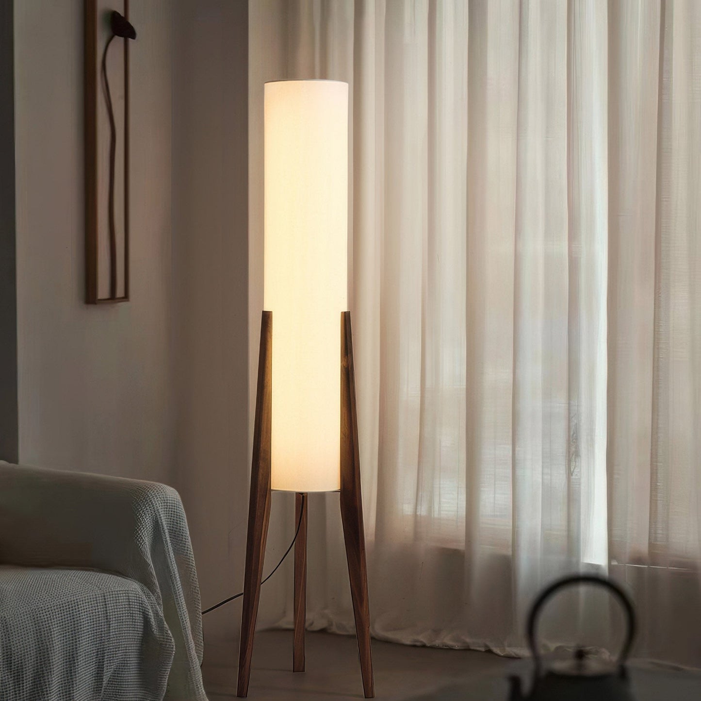 Vloerlamp walnoothout scandinavische stijl | Tolvia