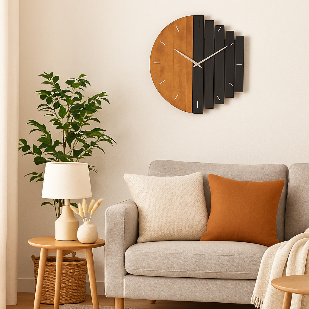 Wandklok Hout met 3D Ontwerp en Rustieke Uitstraling | Tavilo