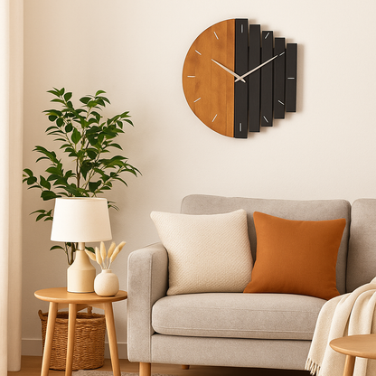 Wandklok Hout met 3D Ontwerp en Rustieke Uitstraling | Tavilo