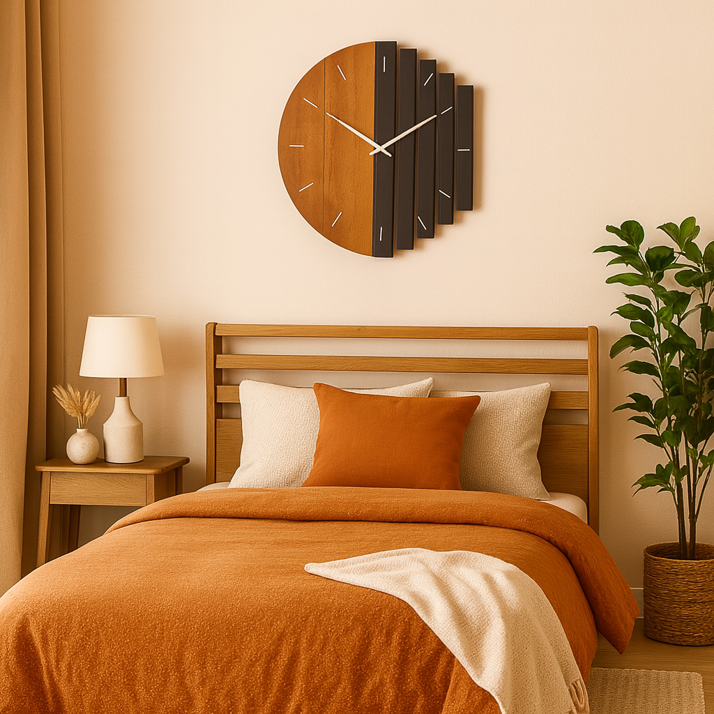 Wandklok Hout met 3D Ontwerp en Rustieke Uitstraling | Tavilo