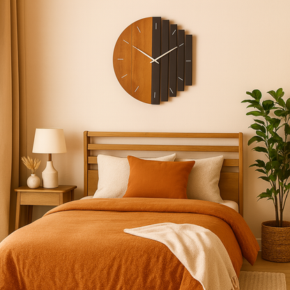 Wandklok Hout met 3D Ontwerp en Rustieke Uitstraling | Tavilo